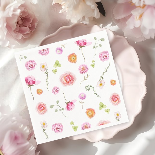 Serviette En Papier Baby shower floral aquarelle (Créateur téléchargé)