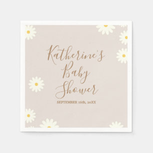 Serviette En Papier Baby shower Floral Bohême Daisy Napkin