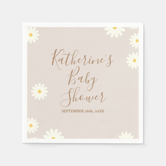 Serviette En Papier Baby shower Floral Bohême Daisy Napkin (Devant)