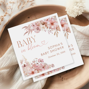 Serviette En Papier Baby Shower Floral Bohème de Citrouille d'Automne