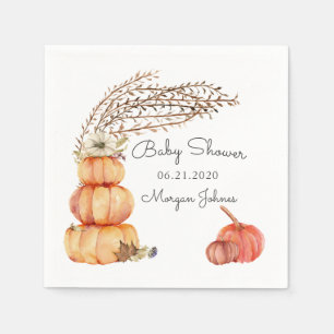 Serviette En Papier baby shower floral citrouille d'automne monogramme
