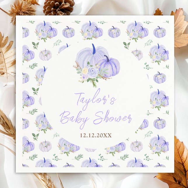 Serviette En Papier Baby shower Floral Citrouille violet (Créateur téléchargé)