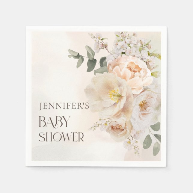 Serviette En Papier Baby shower floral d'automne (Devant)