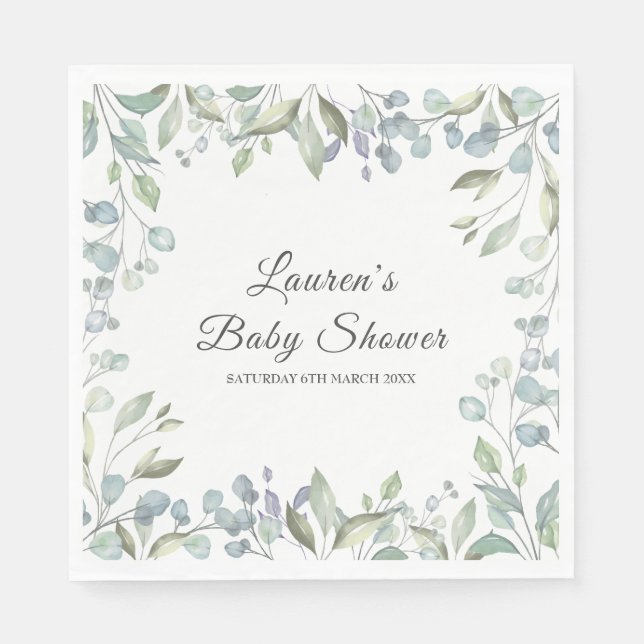 Serviette En Papier Baby shower Floral de campagne / Saupoudrer (Devant)