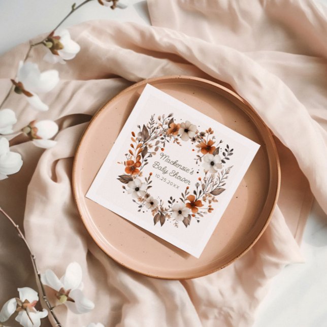 Serviette En Papier Baby shower Floral de Chocal (Cozy in Bloom Baby Shower Napkin)