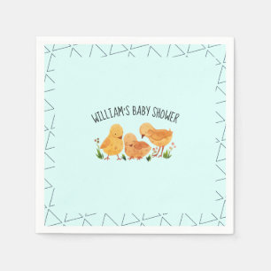 Serviette En Papier Baby shower floral de la petite poule de printemps