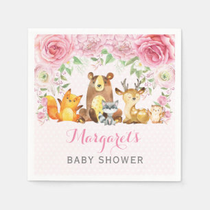 Serviette En Papier Baby shower floral de rose d'animaux de région