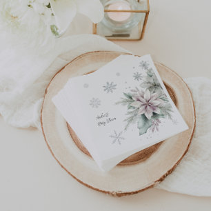 Serviette En Papier Baby shower Floral d'hiver