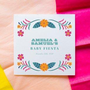 Serviette En Papier Baby shower floral Fiesta coloré
