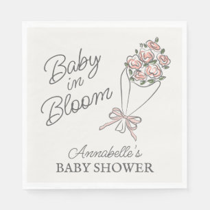 Serviette En Papier Baby shower Floral Fleur Rose