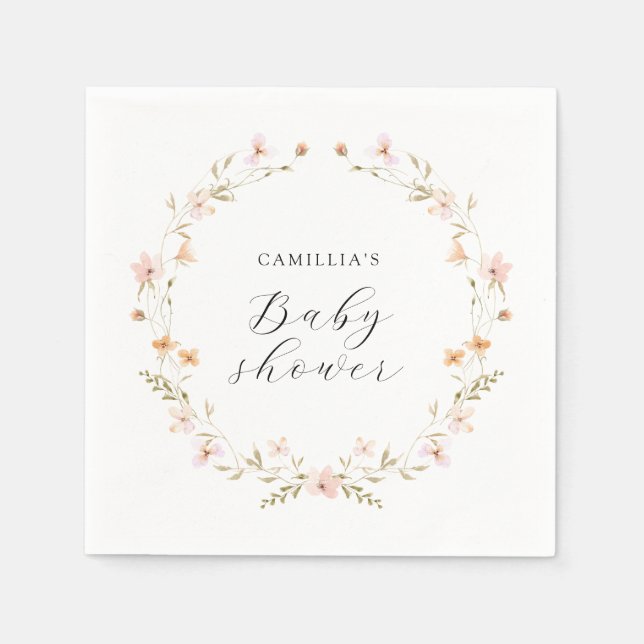 Serviette En Papier Baby shower Floral fleur sauvage Boho (Devant)