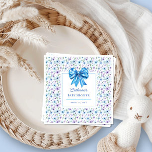 Serviette En Papier Baby shower Floral Fleur sauvage de Coquette Bleu