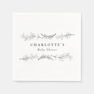 Serviette En Papier Baby shower Floral Fleur sauvage moderne et élégan