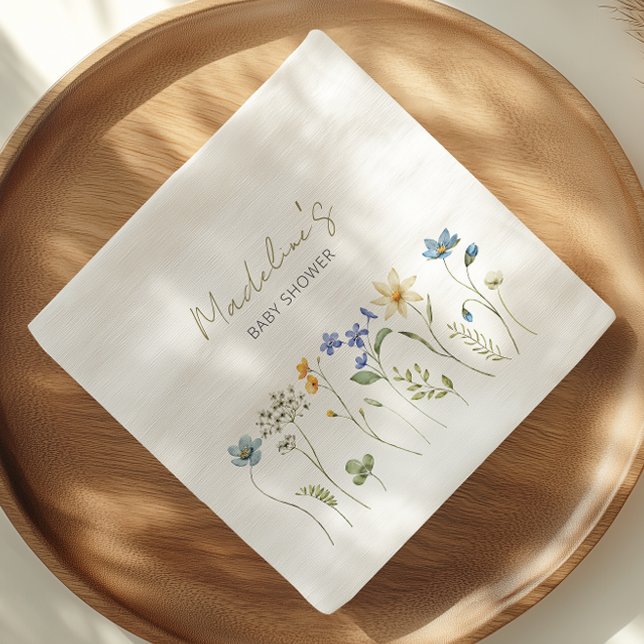Serviette En Papier Baby shower floral fleur sauvage Spring (Créateur téléchargé)