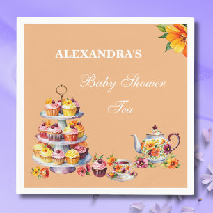 Serviette En Papier Baby shower Floral Lilac Pink