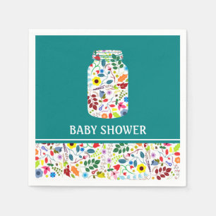 Serviette En Papier Baby shower Floral Mason Jar