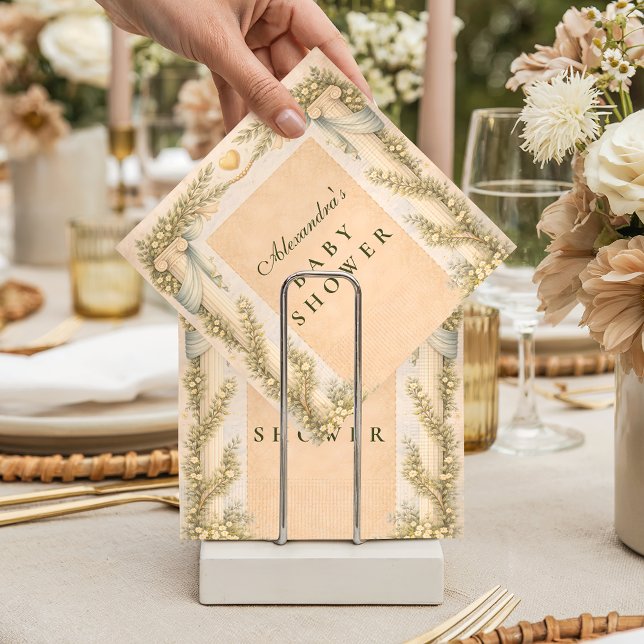 Serviette En Papier Baby Shower Floral Neutre Grec (Créateur téléchargé)