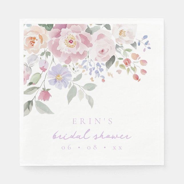 Serviette En Papier Baby shower floral pastel de mariage (Devant)
