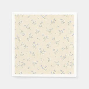 Serviette En Papier Baby Shower Floral Pastel Jaune Bleu Vintage
