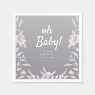 Serviette En Papier Baby shower floral Personnalisé bleu Chinoiserie