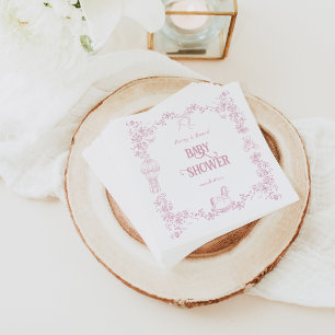 Serviette En Papier Baby shower floral rose