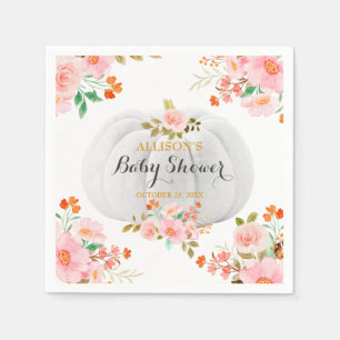 Serviette En Papier Baby shower Floral Rose Citrouille d'or