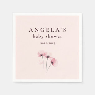 Serviette En Papier Baby shower floral rose et pourpre