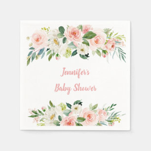 Serviette En Papier Baby shower floral rose pâle