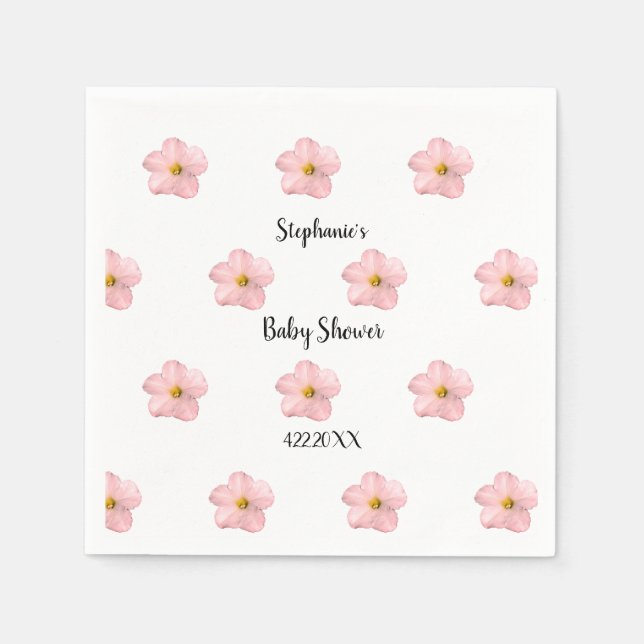 Serviette En Papier Baby shower Floral rose Petunia Motif Artsy Cute (Devant)
