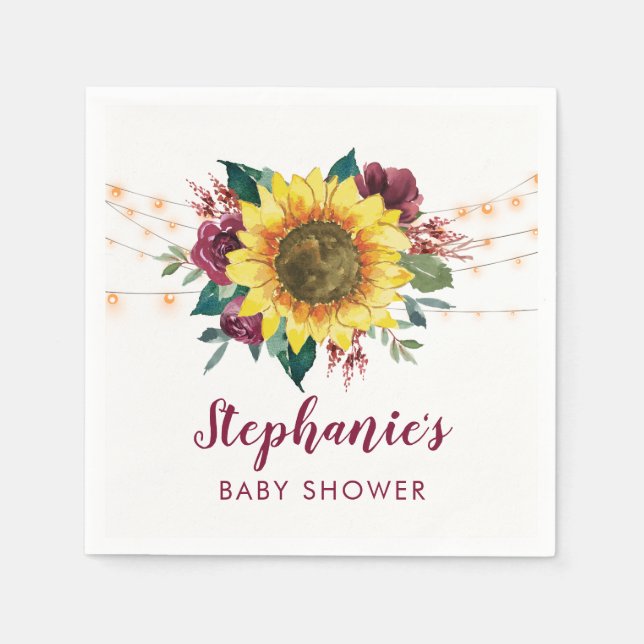 Serviette En Papier Baby shower floral Sunflower Lights (Devant)