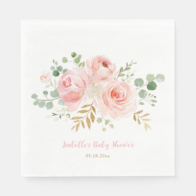 Serviette En Papier Baby shower floral transparent serviettes personna (Devant)