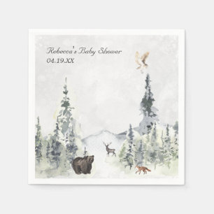 Serviette En Papier Baby shower forestier de bois personnalisé
