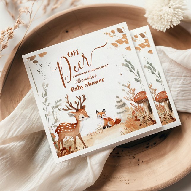 Serviette En Papier Baby shower forestier Oh Deer Forest (Créateur téléchargé)