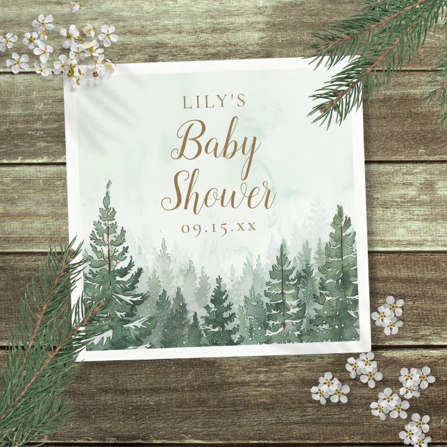 Serviette En Papier Baby shower forestier rustique de pins (Rustic Pine Tree Forest Baby Shower Napkins)