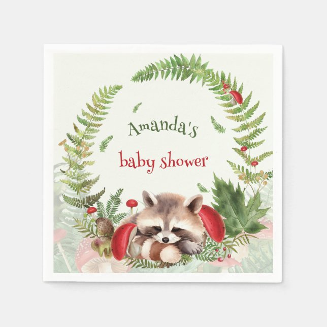 Serviette En Papier Baby Shower Forêt Champignon (Devant)