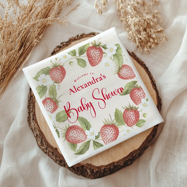 Serviette En Papier Baby Shower Forêt de Fraises (Créateur téléchargé)