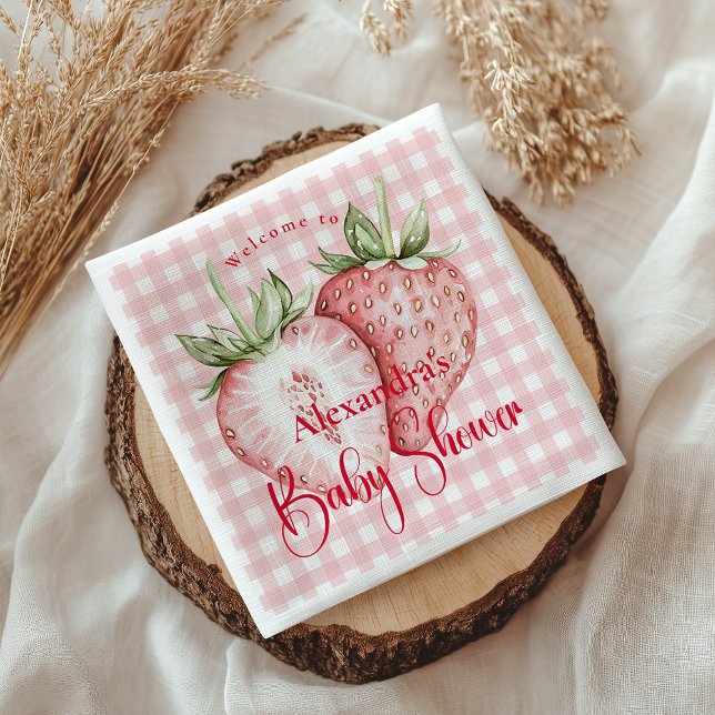 Serviette En Papier Baby Shower Forêt de Fraises (Créateur téléchargé)