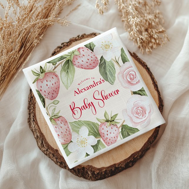 Serviette En Papier Baby Shower Forêt de Fraises (Créateur téléchargé)