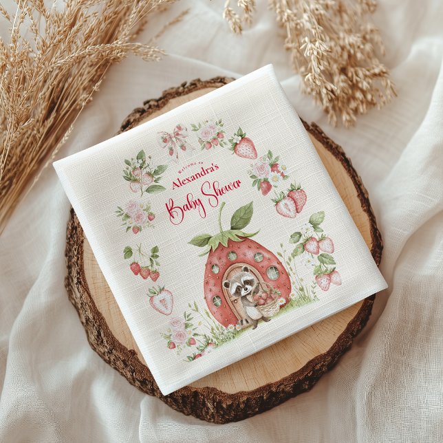 Serviette En Papier Baby Shower Forêt de Fraises (Créateur téléchargé)