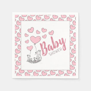 Serviette En Papier Baby shower Fox Hearts