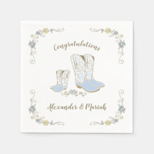 Serviette En Papier Baby shower français de Bulldog Frenchie Blue
