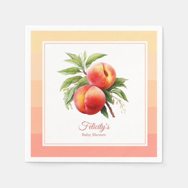 Serviette En Papier Baby Shower Fuzz pêche (Devant)