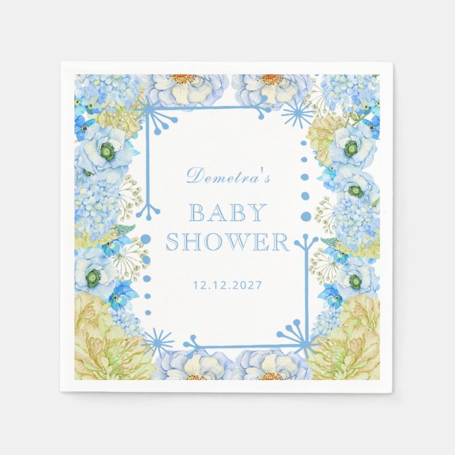 Serviette En Papier Baby shower Garçon bleu (Devant)