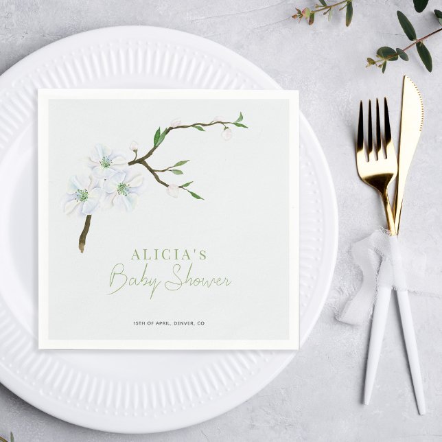 Serviette En Papier Baby shower garçon bleu pastel floral  (Créateur téléchargé)