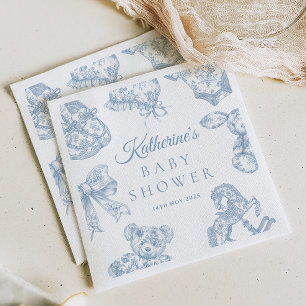 Serviette En Papier Baby shower Garçon bleu Toile de Jouy