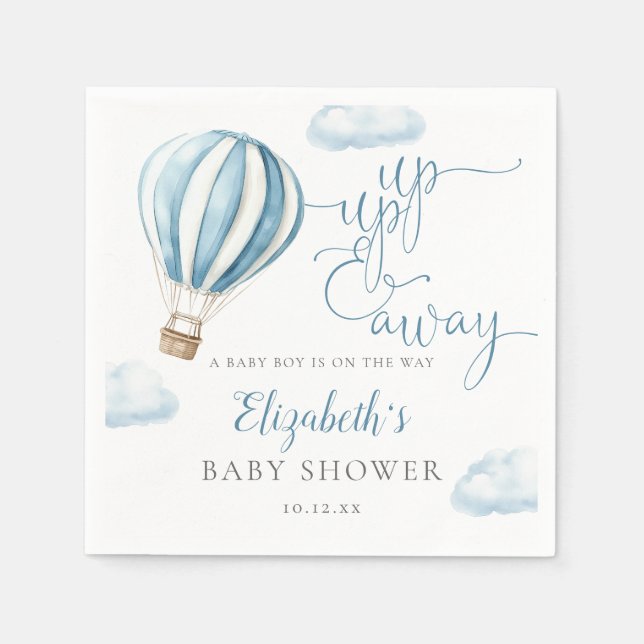 Serviette En Papier Baby shower Garçon Blue Hot Air (Devant)