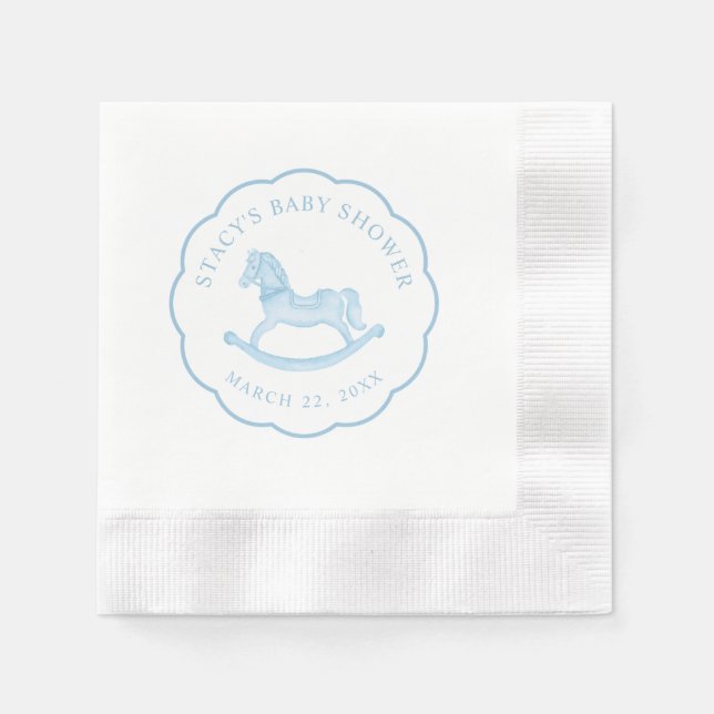 Serviette En Papier Baby shower Garçon Blue Rocse  serviettes (Devant)