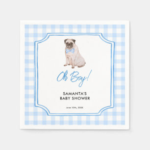Serviette En Papier Baby Shower Garçon Chien Gingham Bleu