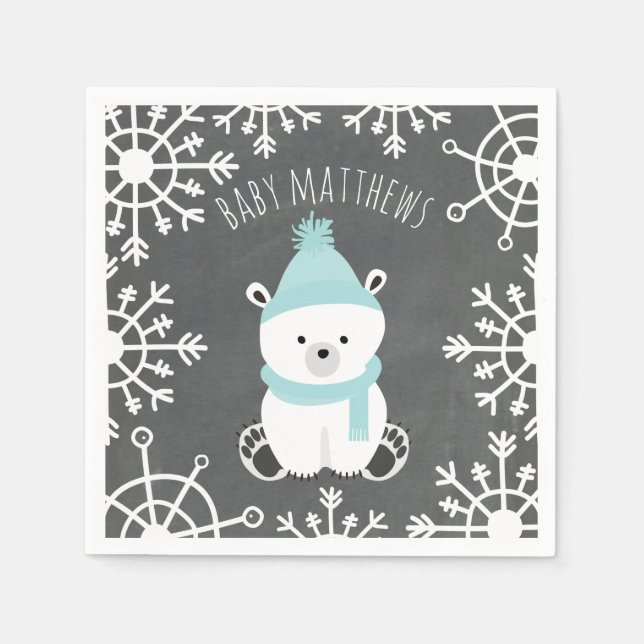 Serviette En Papier Baby shower garçon d'hiver Ours polaire  serviette (Devant)