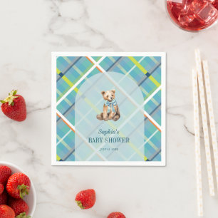 Serviette En Papier Baby shower garçon en peluche turquoise